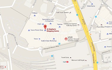 The Carwash Company - Find Us - St Stephen's Shopping Centre, 110 Ferensway, Hull, East Riding of Yorkshire, HU2 8LN